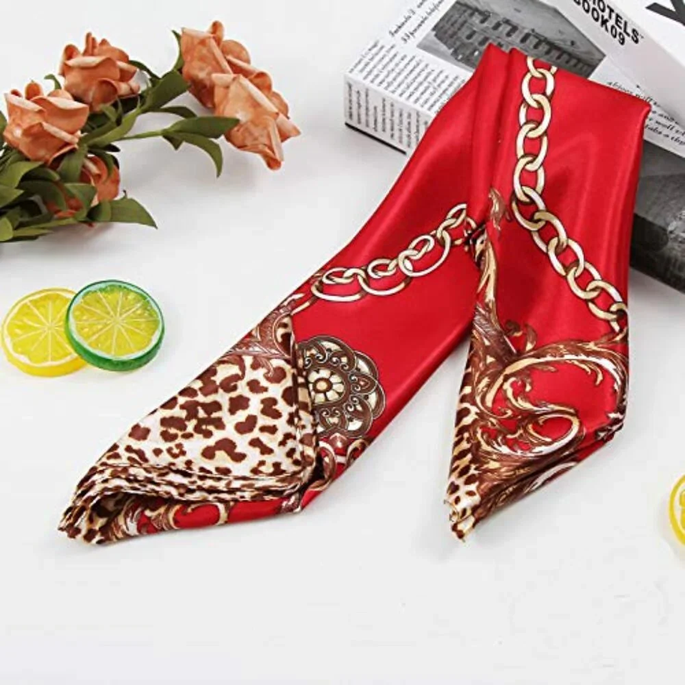 Large Square Satin Scarf Elegant Silk-Like Multipurpose Hair Neck Accessory_5